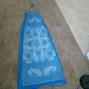 Floor length, blue, size L maxi dress.